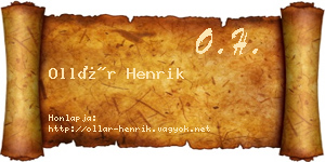 Ollár Henrik névjegykártya